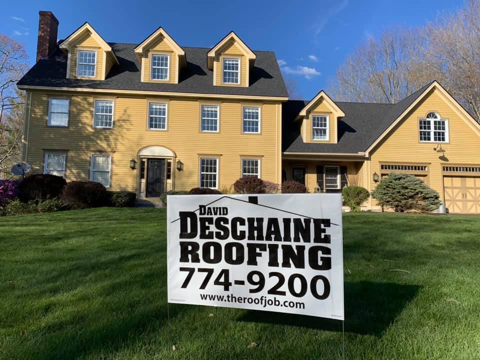 New roof by David Deschaine Roofing on a home in Gray, Maine